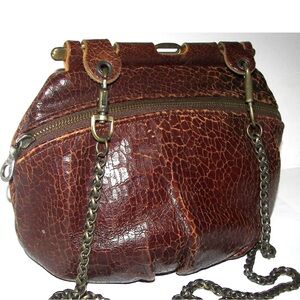 Jas M. B. London Brown Leather Crossbody Bag Chain Strap and Textured leather